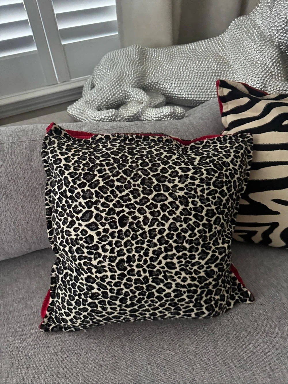 2 Waverly Zebra Leopard 18” Feather Throw Pillows Removable Zip Covers